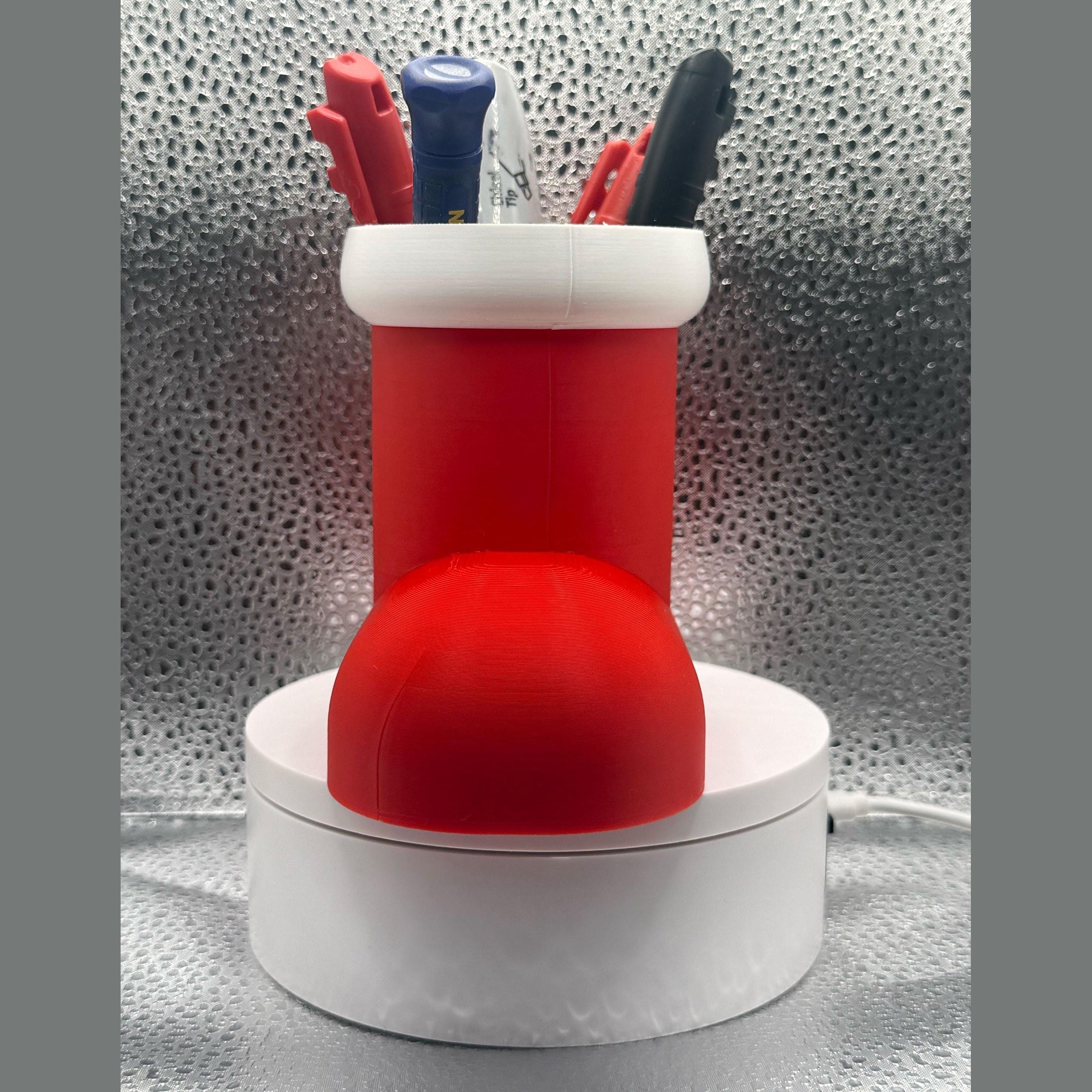 3D Printed Santa Boot Pen Holder- Bring the holidays to your desk!.