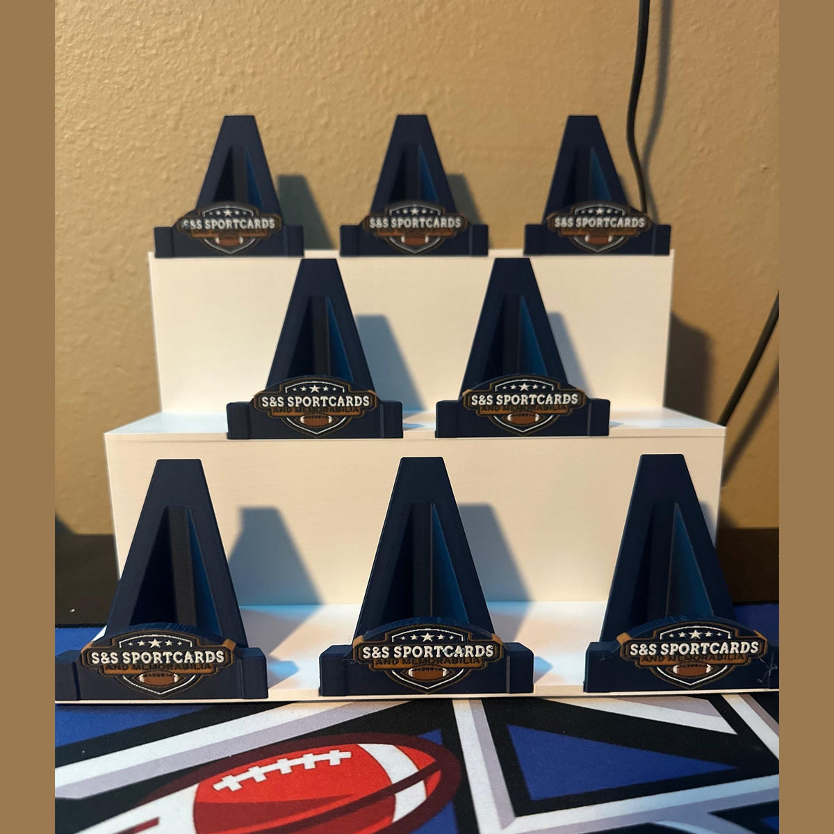 3D Printed Bleacher Card Display System / 8 Removable LOGO card stands
