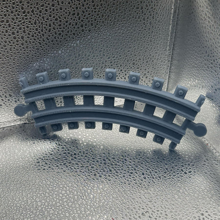 3D Printed Tiny Train Track Curve Male to Male 45 Degrees.