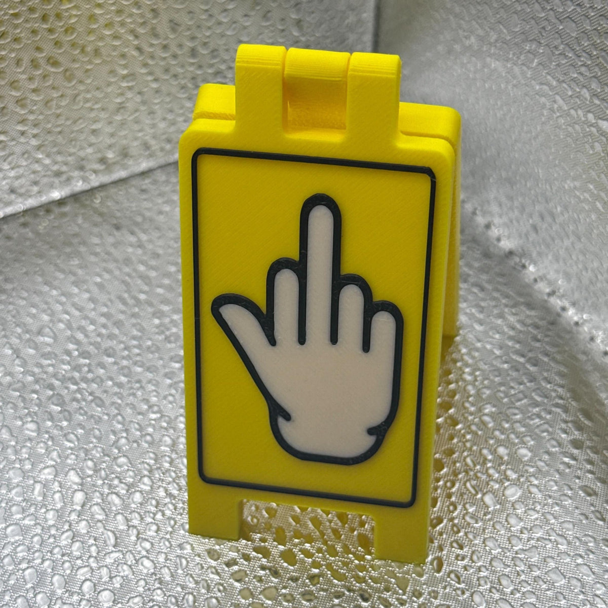 3D Printed Middle Finger Desk Caution Sign.