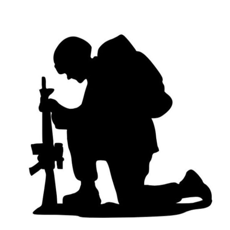Kneeling soldier Bumper Sticker Window Decal