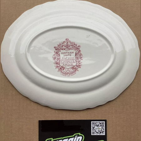 USED J&G Meakin Romantic England Red Ightham Mote Kent 12" Oval Platter LOT 4473.