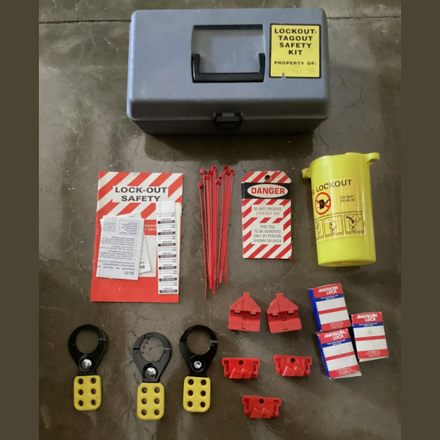 USED Lockout-Tagout Safety Kit With Carry Box LOT 4479.