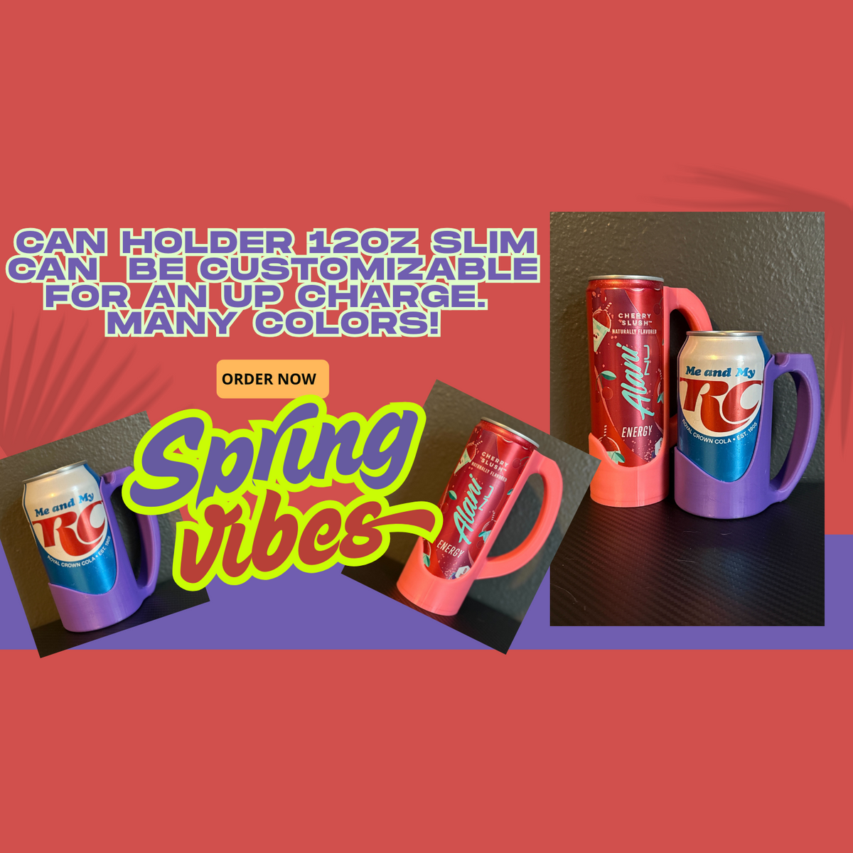 3d printed 12oz Slim Can Holder for redbull or alani cans.