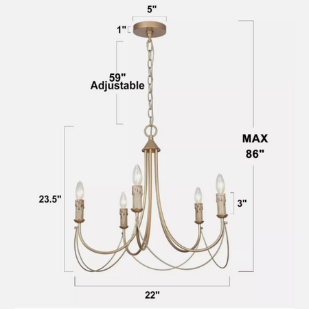 OB LNC HOME Almonslva 5-Light Chandelier A04130  LOT 4484.
