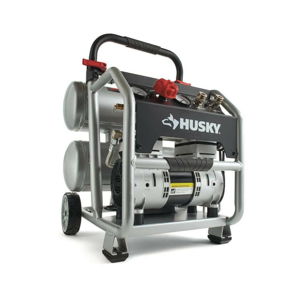 PICK UP ONLY USED + Husky 4.5 gal. Portable Electric-Powered Silent Air Compressor LOT 4114.