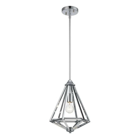 Hubley 1-Light Triangular Polished Mini Pendant Light Fixture Metal Cage OB L 2021.