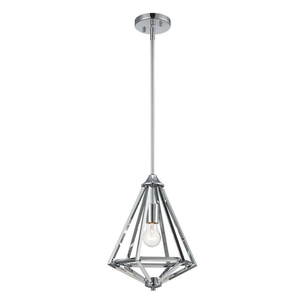 Hubley 1-Light Triangular Polished Mini Pendant Light Fixture Metal Cage OB L 2021.