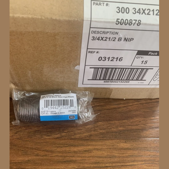 WARD 3/4"X2 1/2” Nipple Steel Black Threaded Plumbing Lot Of 15 NEW LOT 4219.