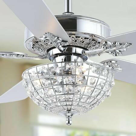 NEW Jonathan JYL9610B Mandy Glam Classic Crystal Ceiling Fan with Remote  52" 3 Light, Chrome LOT 4297.