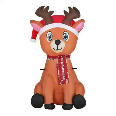 3.5 ft. H x 2 ft. W Air Blown Reindeer Christmas Inflatable with LED Lights NEW LOT 3705.