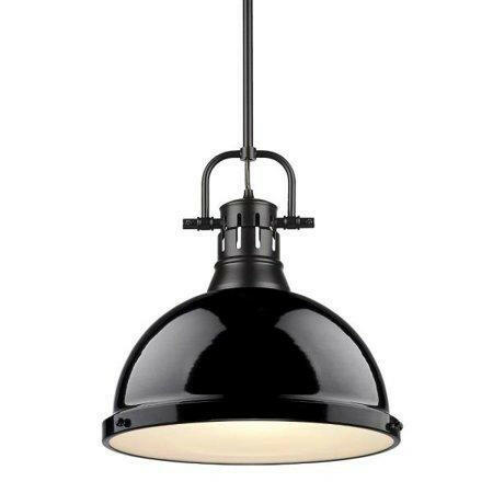 NEW  Golden Lighting 3604-L-BLK Black Duncan Single Light 14"W Pendant LOT 4462.