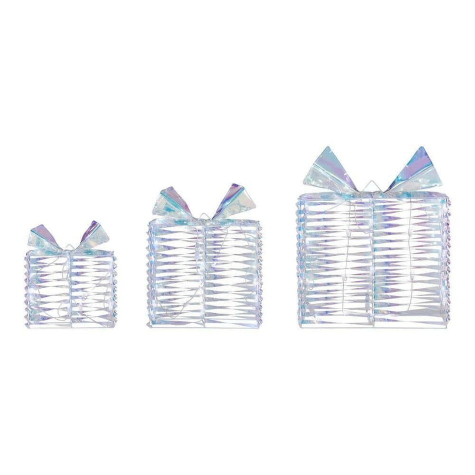 Home Accents Holiday 3-Piece Iridescent Ribbon Presents Holiday Yard Decoration OP LOT 3805.
