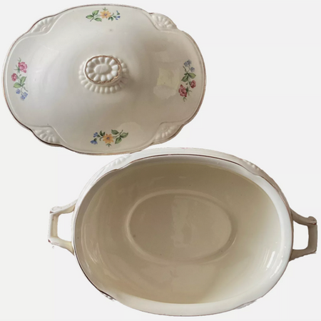 USED Vintage Homer Laughlin M 46 N 8 Floral Themed Serving Bowl LOT 4490.