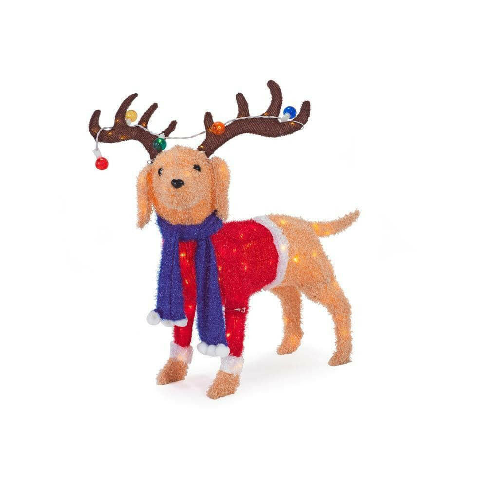 OB Home Accents Holiday 39 in. H LED Tinsel Retriever Dog Holiday Yard Decoration LOT 4470.