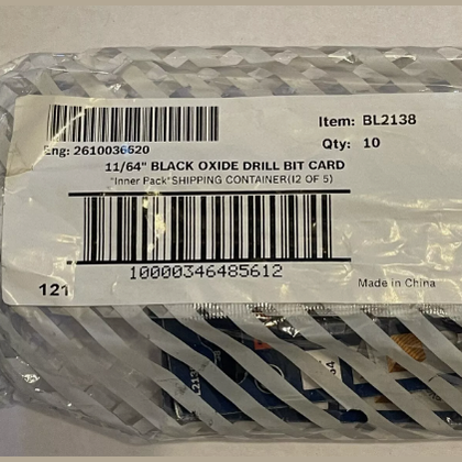 BOSCH BL2138 11/64 In. x 3-1/4 In Black Oxide Drill Bit FREE SHIPPING, Lot Of 10 NEW LOT 2315.