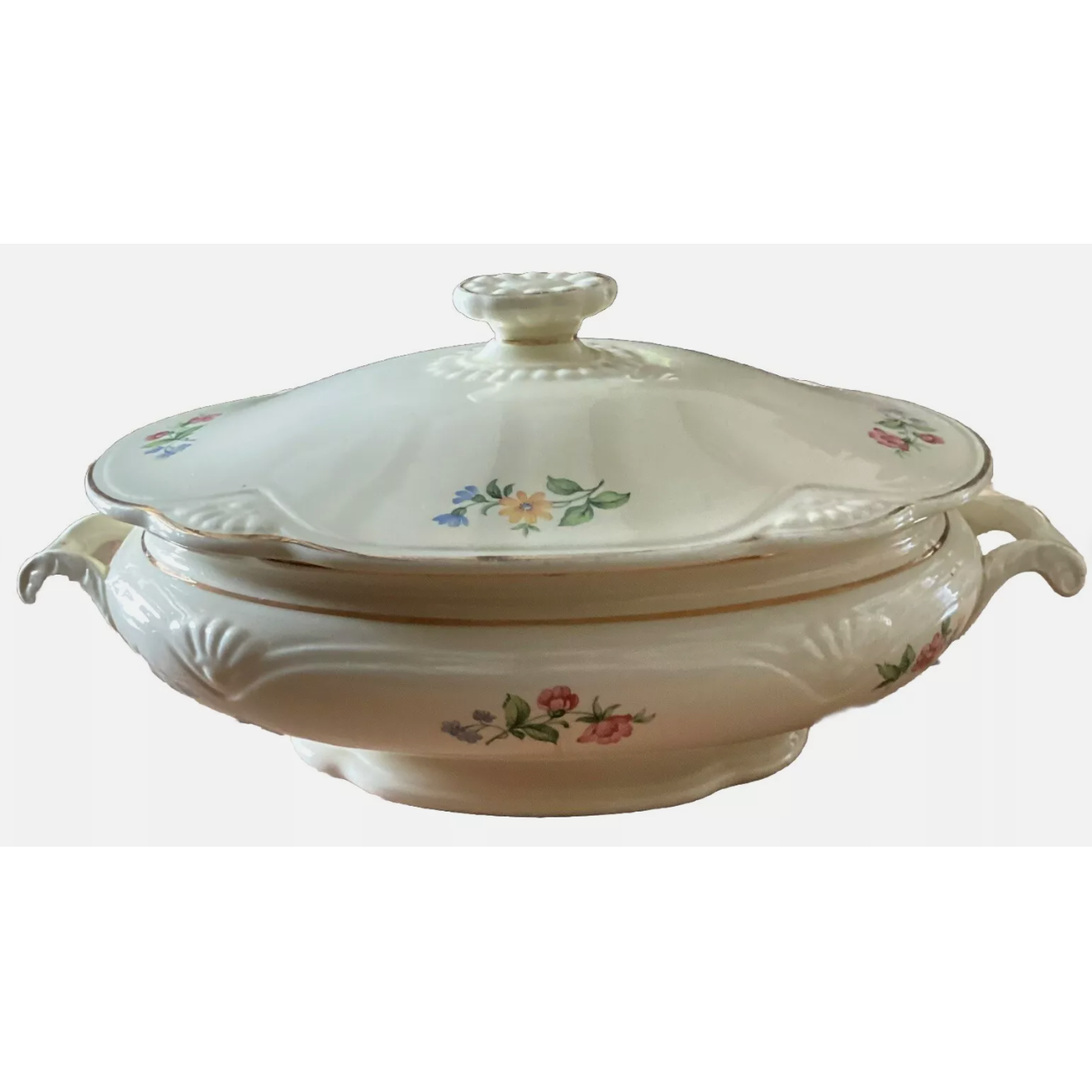 USED Vintage Homer Laughlin M 46 N 8 Floral Themed Serving Bowl LOT 4490.