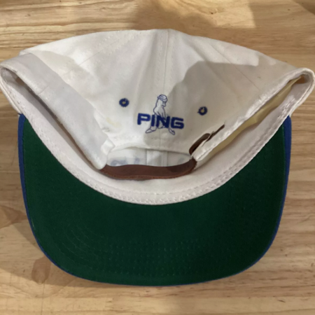 OB Ping Embroidered White & Blue Golf Hat LOT 4475.