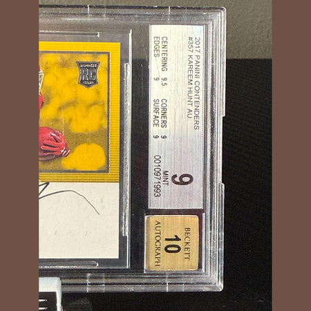 2017 Panini Contenders Ticket Variation Kareem Hunt #357 Rookie Auto RC BGS 9.