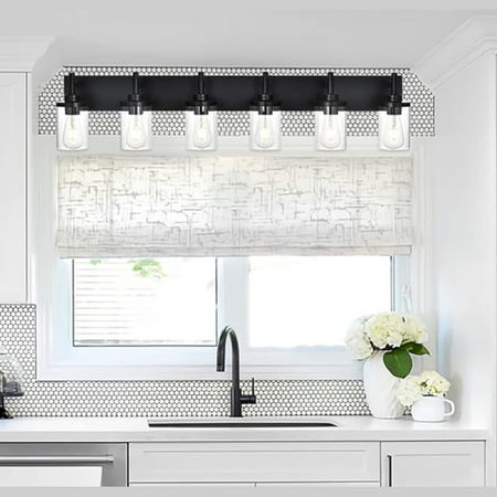 Modern Black Bathroom Vanity Light,6 Light Industrial Bathroom Light Fixtures new lot 3926.