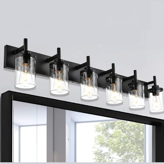 Modern Black Bathroom Vanity Light,6 Light Industrial Bathroom Light Fixtures new lot 3926.