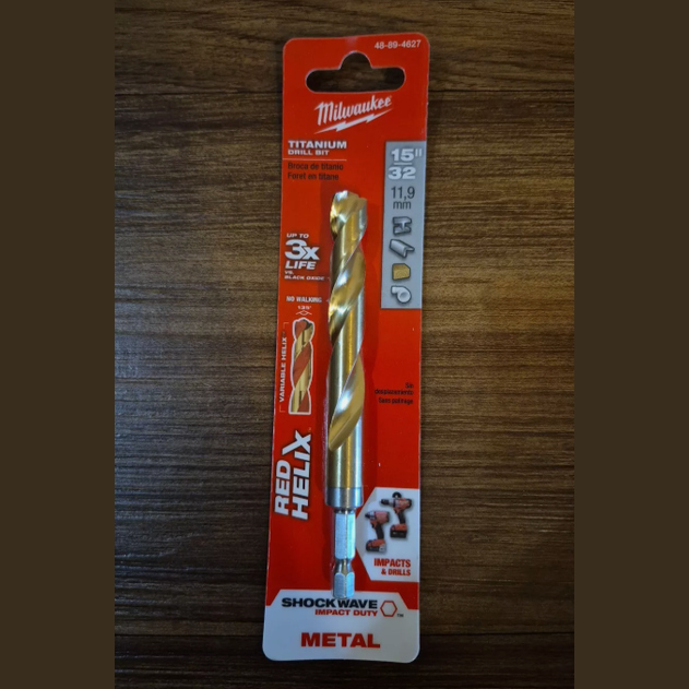 NEW Milwaukee-48-89-4627 15/32 in. Titanium Shockwave Drill Bit LOT 4333.