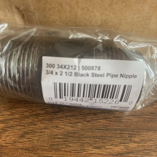 WARD 3/4"X2 1/2” Nipple Steel Black Threaded Plumbing Lot Of 15 NEW LOT 4219.