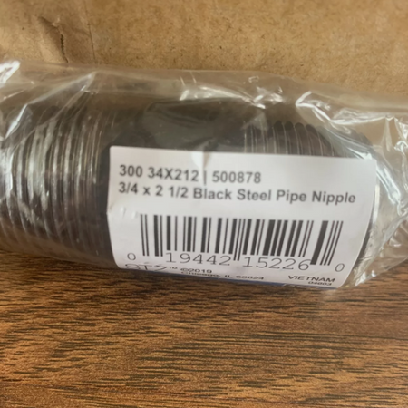 WARD 3/4"X2 1/2” Nipple Steel Black Threaded Plumbing Lot Of 15 NEW LOT 4219.