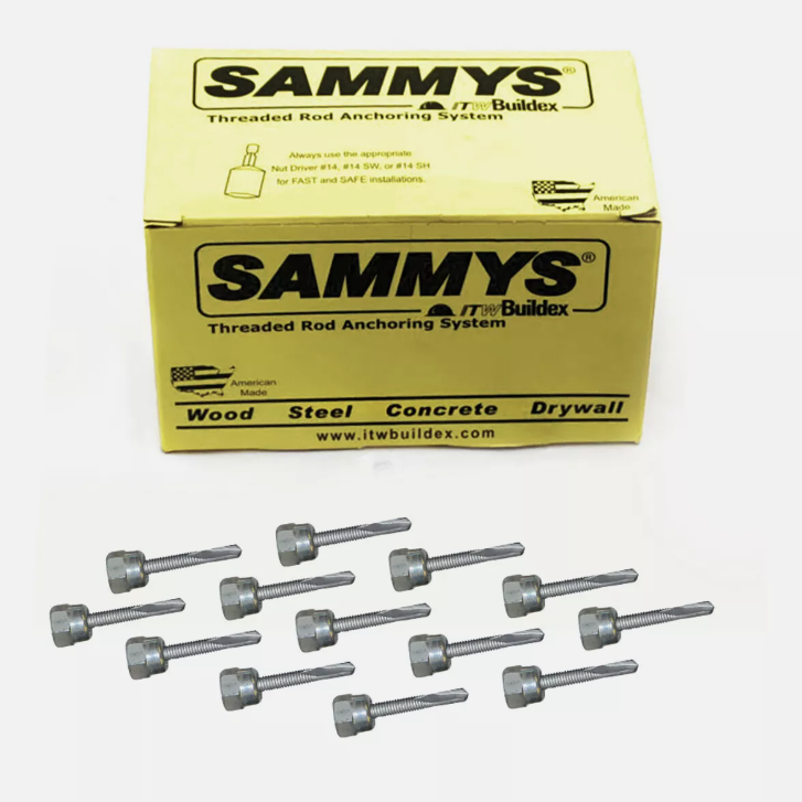 NEW 5/16-14 x 2 1/2 in. Sammys Rod Anchor Super Screw with 3/8 in. Threaded Rod Fitting Concrete (Pkg.=25) LOT 4523.