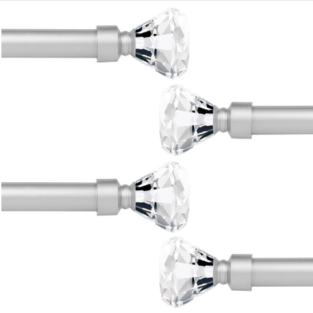 KNOBWELL Satin Nickel Curtain Rods 4 Pack 3/4 Inch Diameter Adjustable Draper NEW LOT 3858.