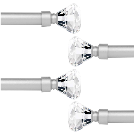 KNOBWELL Satin Nickel Curtain Rods 4 Pack 3/4 Inch Diameter Adjustable Draper NEW LOT 3858.