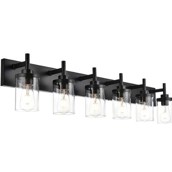 Modern Black Bathroom Vanity Light,6 Light Industrial Bathroom Light Fixtures new lot 3926.