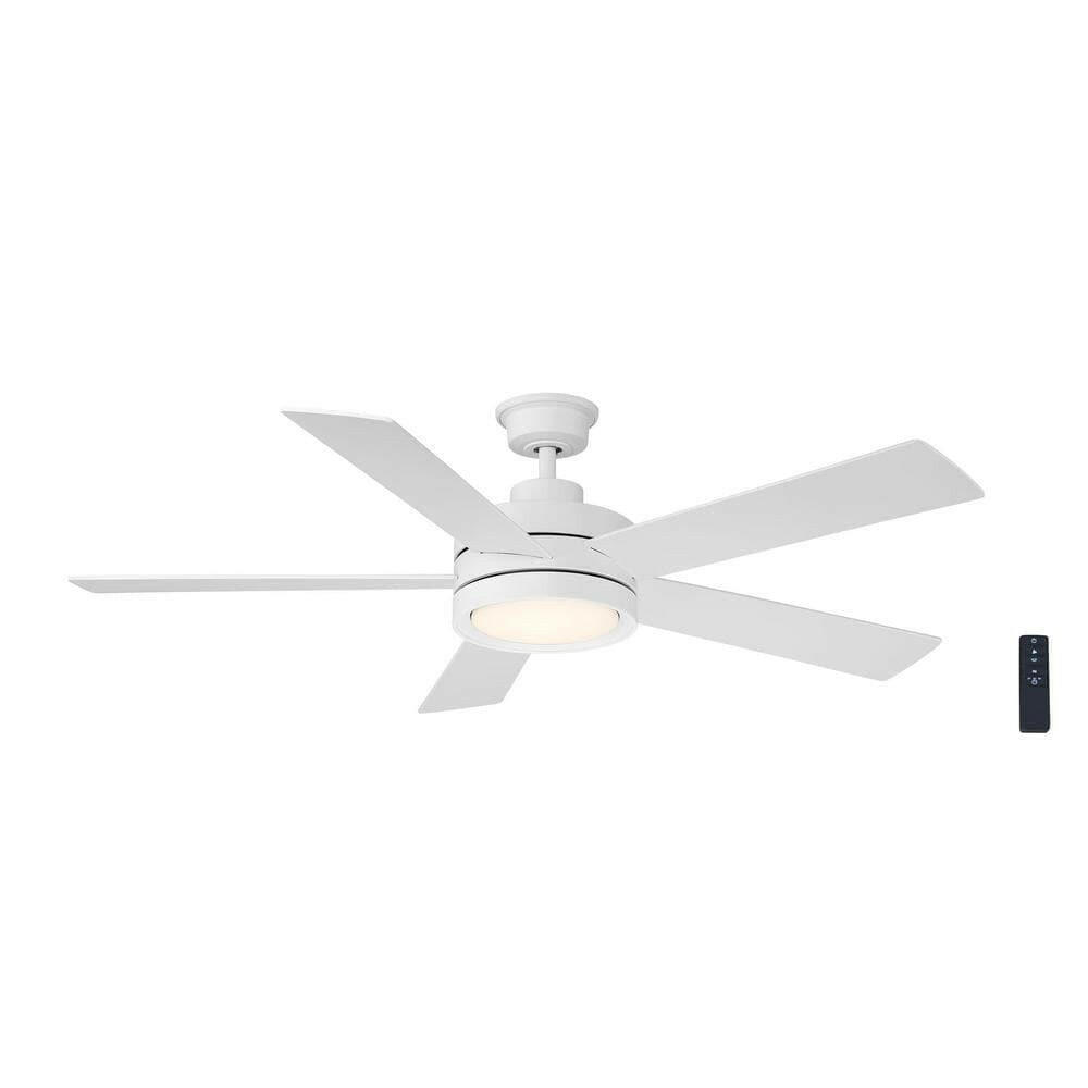 Home Decorators Collection 56 in. Integrated LED Indoor Matte White Ceiling FanNEW LOT 2213.