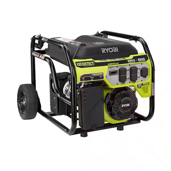 RYOBI 6500-Watt Gasoline Powered Portable Generator USED with CO Detect Shutdown Sensor