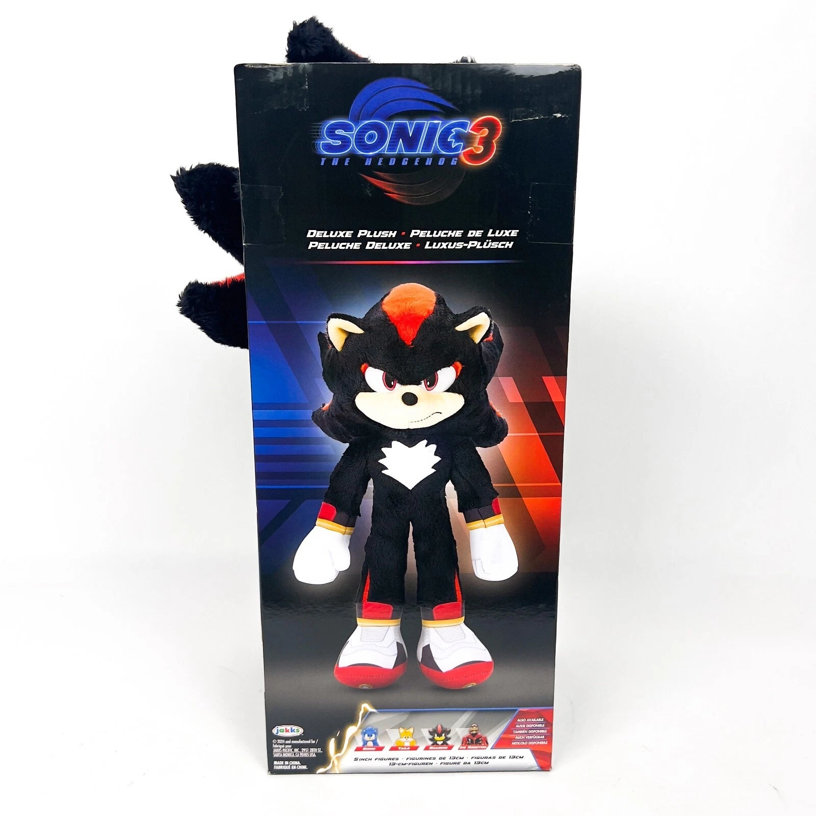 NEW Shadow 14 inch Deluxe Plush Doll Toy, Sonic The Hedgehog 3 Movie, Jakks 2024.