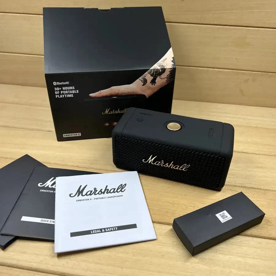 OPEN BOC NEW Marshall - Emberton II BT Portable Speaker - Black & Brass.