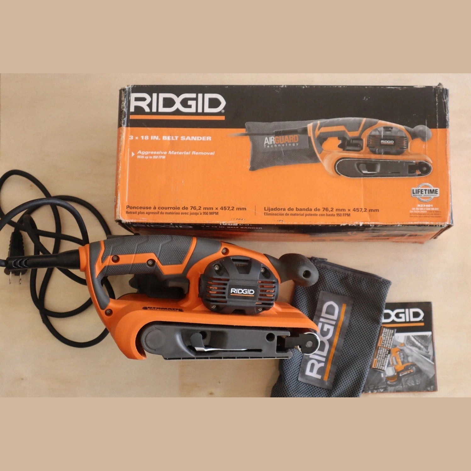 RIDGID R27401 3 x 18" Belt Sander (Corded) USED.