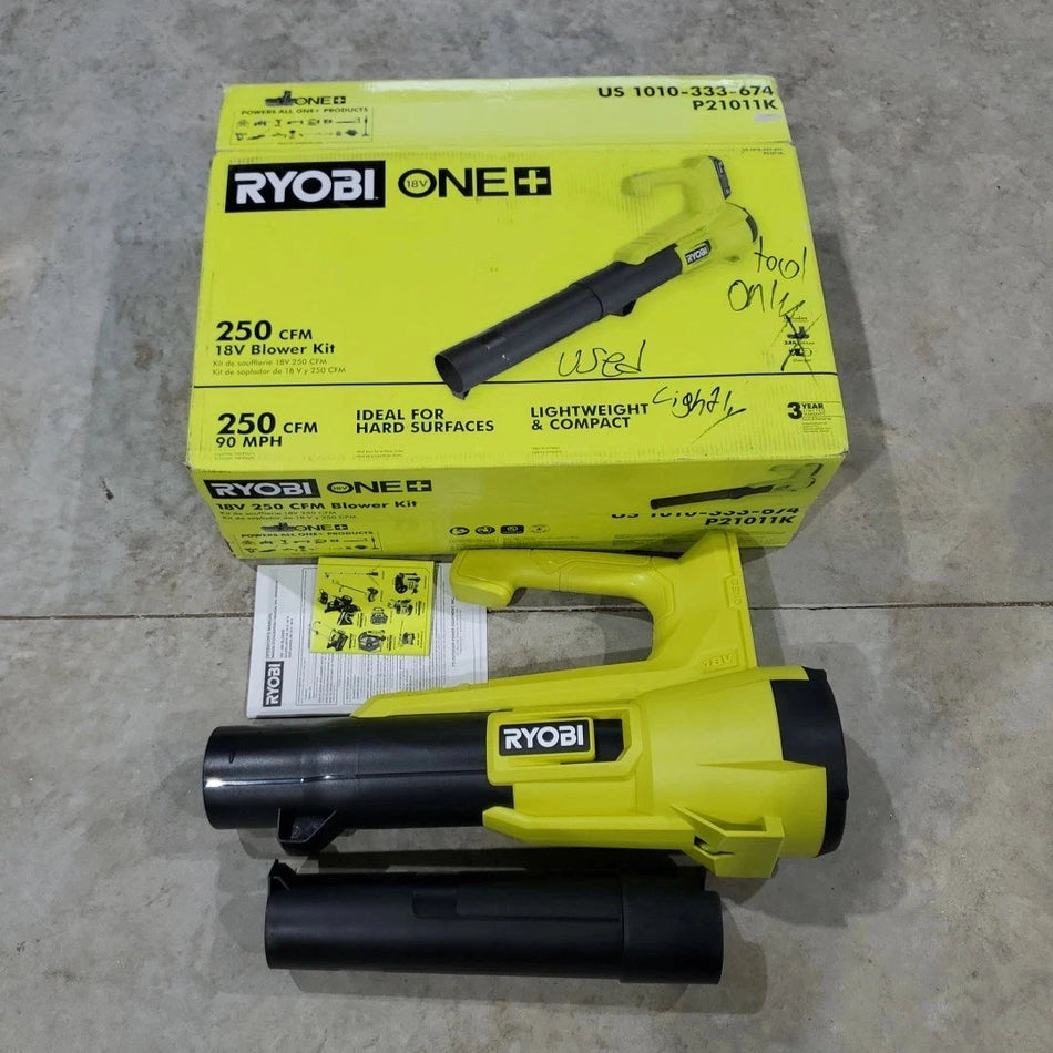 RYOBI P21011K 18V 90MPH 250CFM Leaf Blower / Sweeper - Tool Only - Used.
