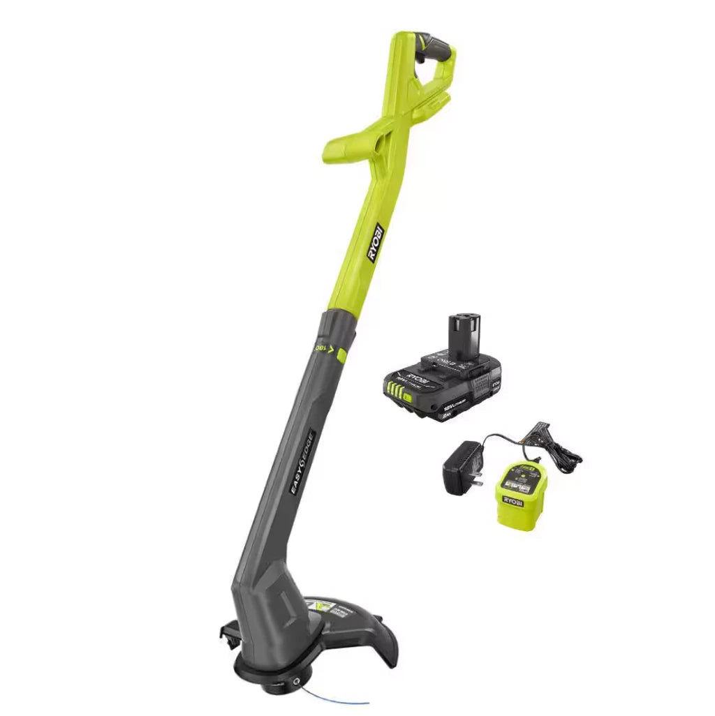 RYOBI PCLST01K ONE+ 18V 10 in. Cordless String Trimmer/Edger w/ 2.0 Ah Battery & Charger USED.