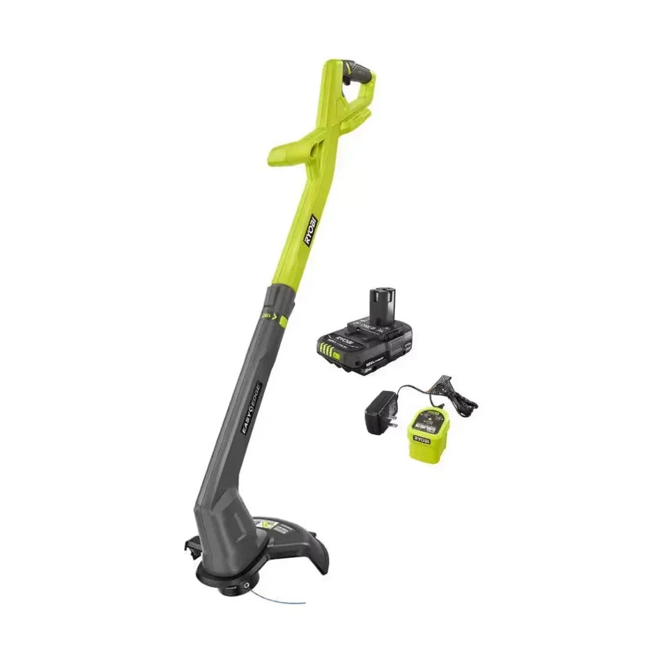 RYOBI PCLST01K ONE+ 18V 10 in. Cordless String Trimmer/Edger w/ 2.0 Ah Battery & Charger USED.