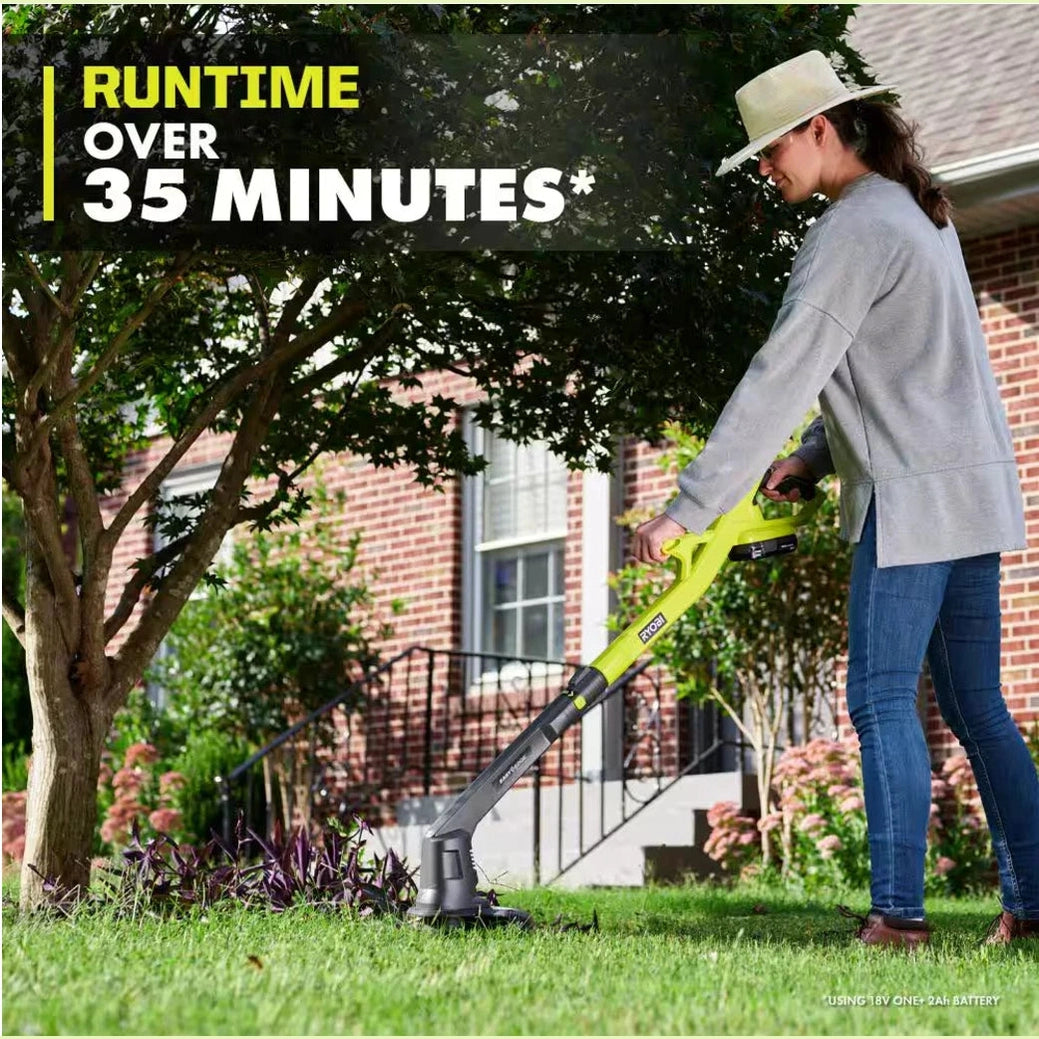 RYOBI PCLST01K ONE+ 18V 10 in. Cordless String Trimmer/Edger w/ 2.0 Ah Battery & Charger USED.