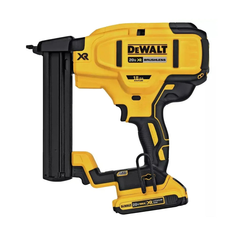 DEWALT DCN681 18 GA CORDLESS NAILER W/ BATTERY ,CHARGER AND BAG OPEN BOX.