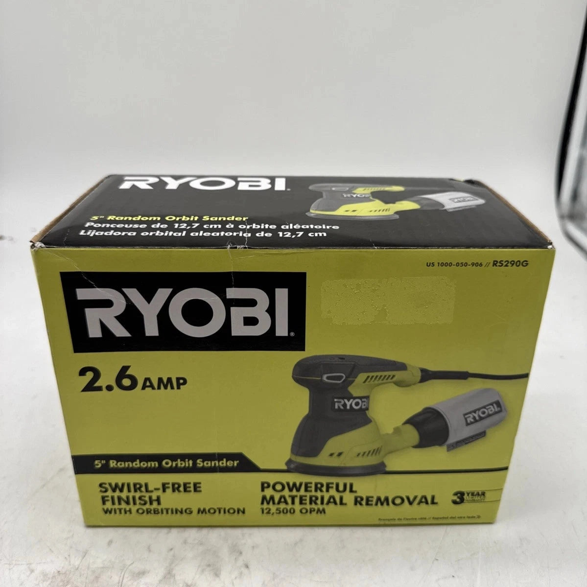 Ryobi RS290G 5" Random Orbit Sander - Black/Green. USED.
