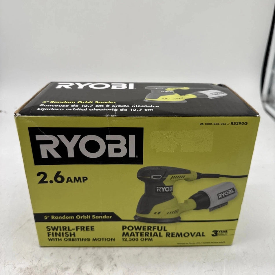 Ryobi RS290G 5" Random Orbit Sander - Black/Green. USED.