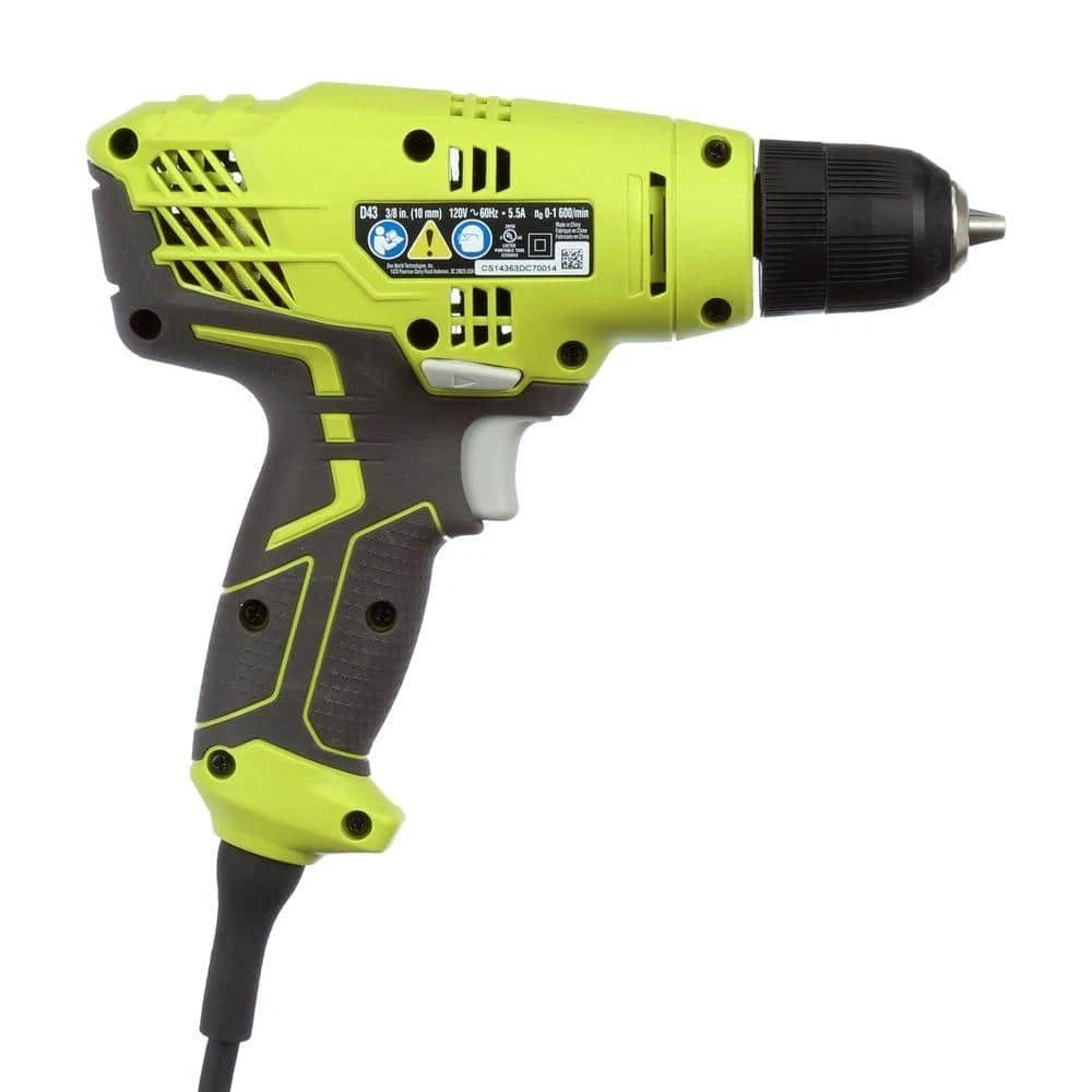 Ryobi D43K 5.5 Amp 3/8 Inch 1,600 RPM Variable Speed Trigger Corded Drill OPEN BOX.