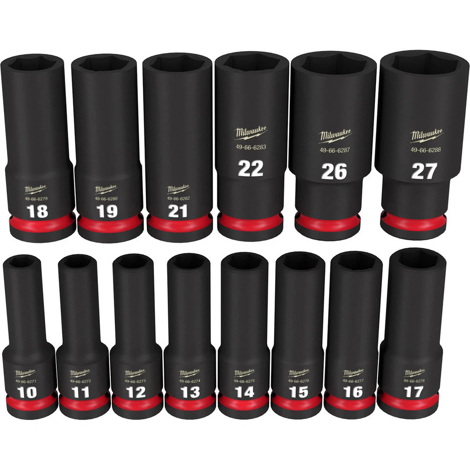 Milwaukee 49-66-7014 SHOCKWAVE Impact Duty 1/2" Drive Socket Set Metric NEW.