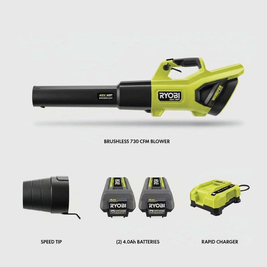 RYOBI RY404100 40V HP Brushless 190MPH 730CFM Jet Fan Leaf Blower