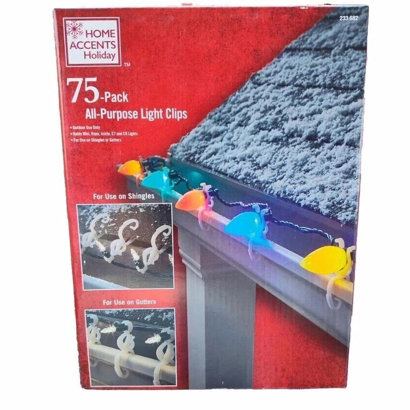 Home Accents Holiday All Purpose Shingle/Gutter Light Clips Outdoor 72 Count NEW
