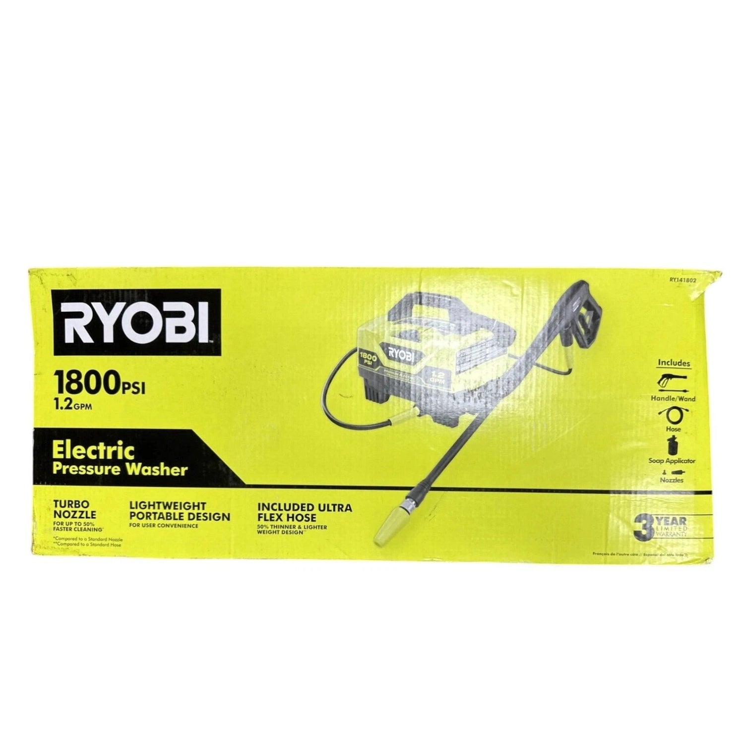 RYOBI 1800 PSI 1.2 GPM Cold Water Electric Pressure Washer - RY141802-FOR PARTS