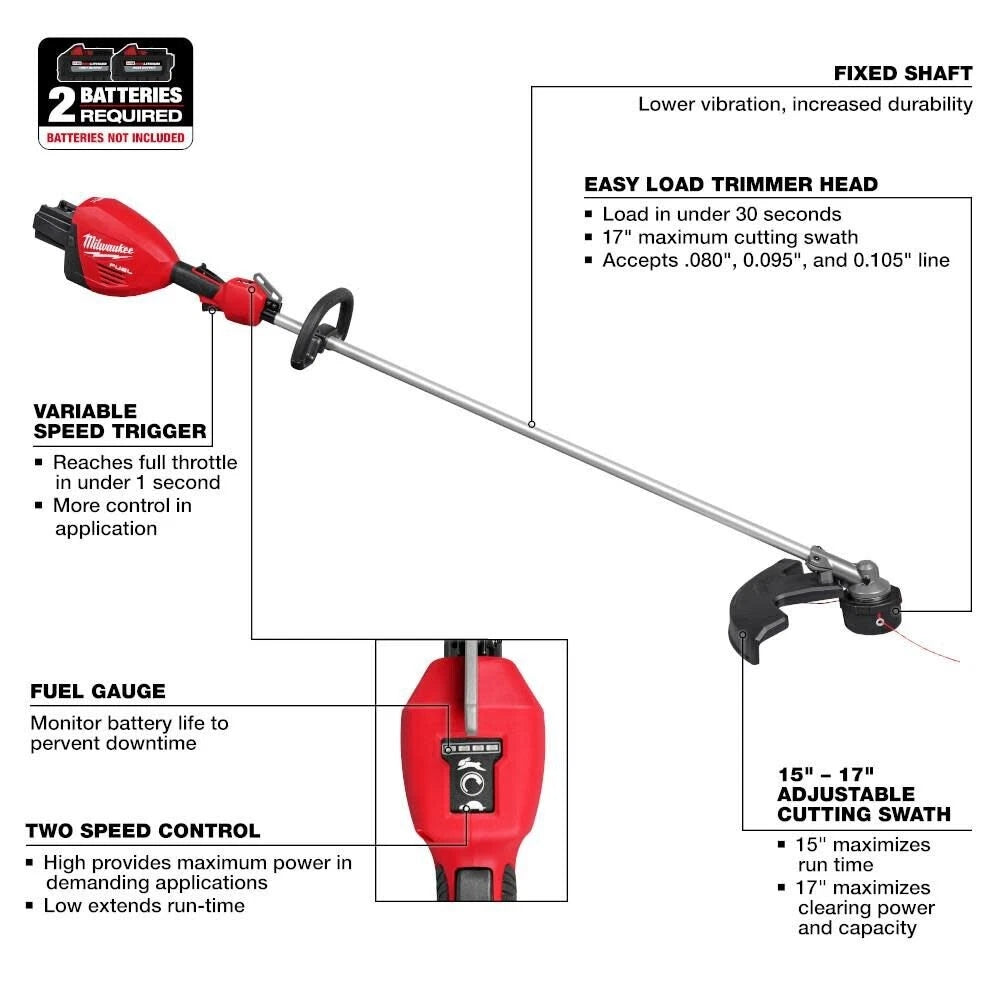 Milwaukee 3006-20 M18 FUEL 17 Inch Dual Battery String Trimmer Bare Tool USED